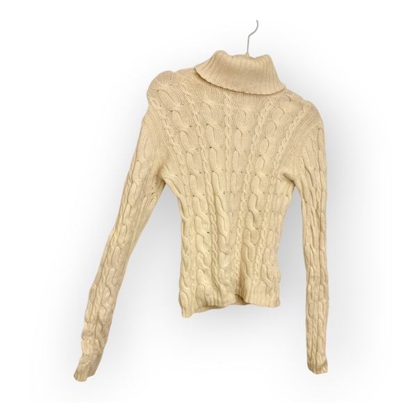 Autumn Cashmere Ivory Cable Knit Turtleneck Sweater 100% Cashmere M - Picture 2 of 6